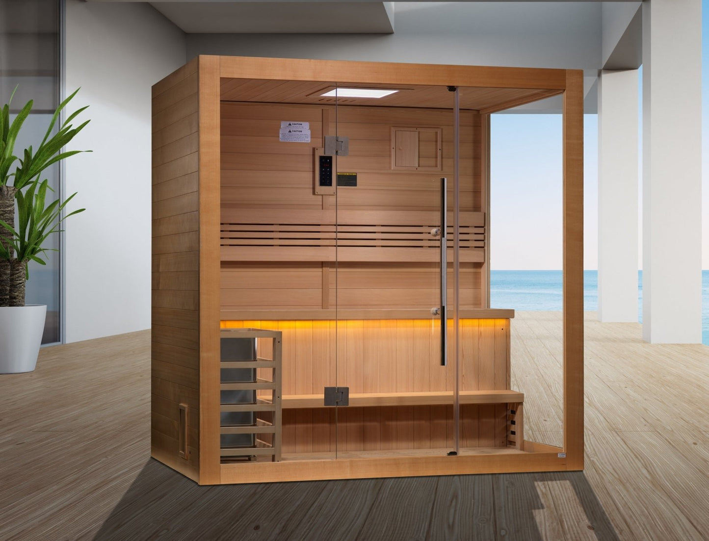 Golden Designs 3-Person "Forssa" Traditional Sauna - corner unit with Hemlock | GDI-7203-01 - GDI-7203-01