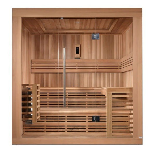 Golden Designs Steam Sauna 6-Person "Osla Edition" Traditional Sauna with Red Cedar Wood Upgraded WIFI Controls | Model: GDI-7689-01 - GDI-7689-01-Include WIFI Controls