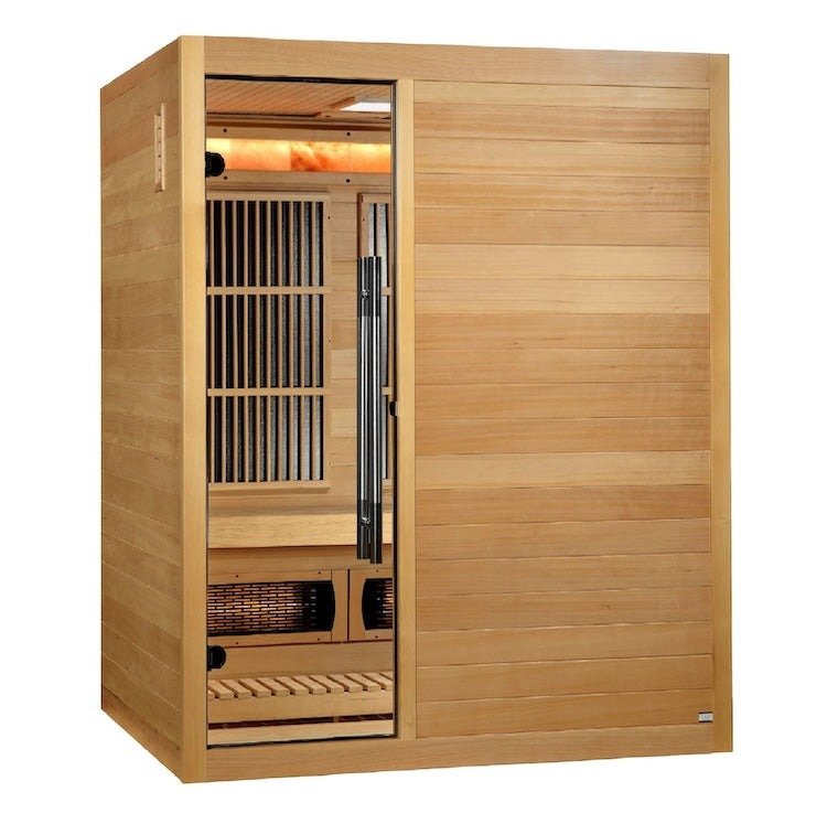 Golden Designs Full Spectrum Traditional Hybrid Sauna 3 - Person w/ Hemlock & Himalayan Salt Bar |