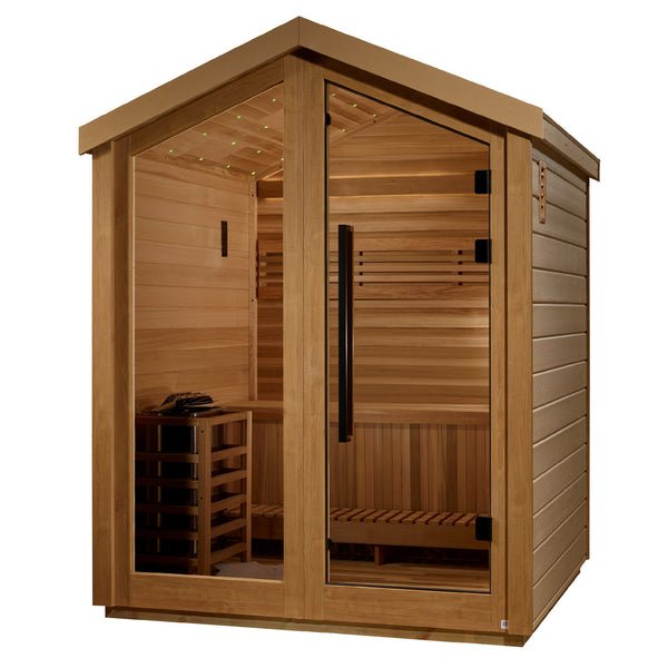 Golden Designs "Savonlinna" 6 - Person Outdoor Traditional Sauna w/ Red Cedar - Black | GDI - 8503 - 04 - GDI - 8503 - 04