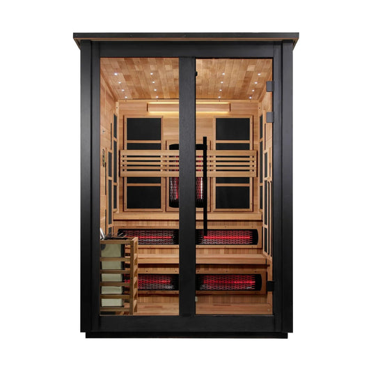 Golden Designs "Kaskinen" 6 Person, Black Barn Hybrid Full Spectrum IR or Traditional Outdoor Sauna GDI-8526-04 - GDI-8526-04-Black