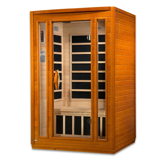 Golden Designs Ultra Low EMF 2-Person Dynamic "San Marino Elite" FAR Infrared Sauna with Dark Honey Hemlock Wood | Model: DYN-6206-01 Elite || - DYN-6206-01 ELITE