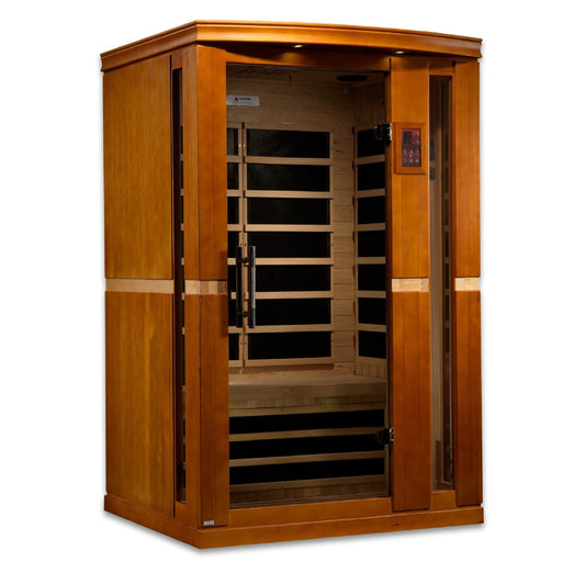 Golden Designs Low EMF 2-Person Dynamic "Vittoria" FAR Infrared Sauna with Hemlock Wood | Model: DYN-6220-01 - DYN-6220-01