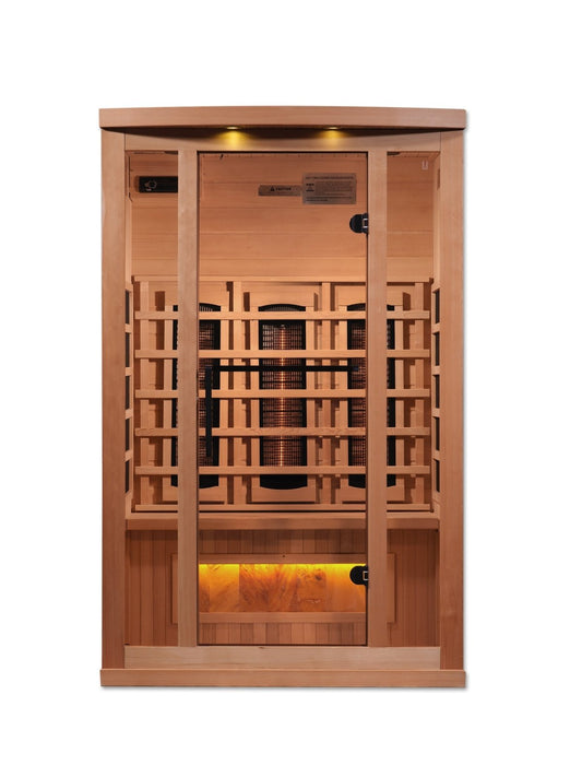 Golden Designs Near Zero EMF 2-Person Full Spectrum PureTech™ Infrared Sauna with Himalayan Salt Bar | Model: GDI-8020-02 - GDI-8020-02