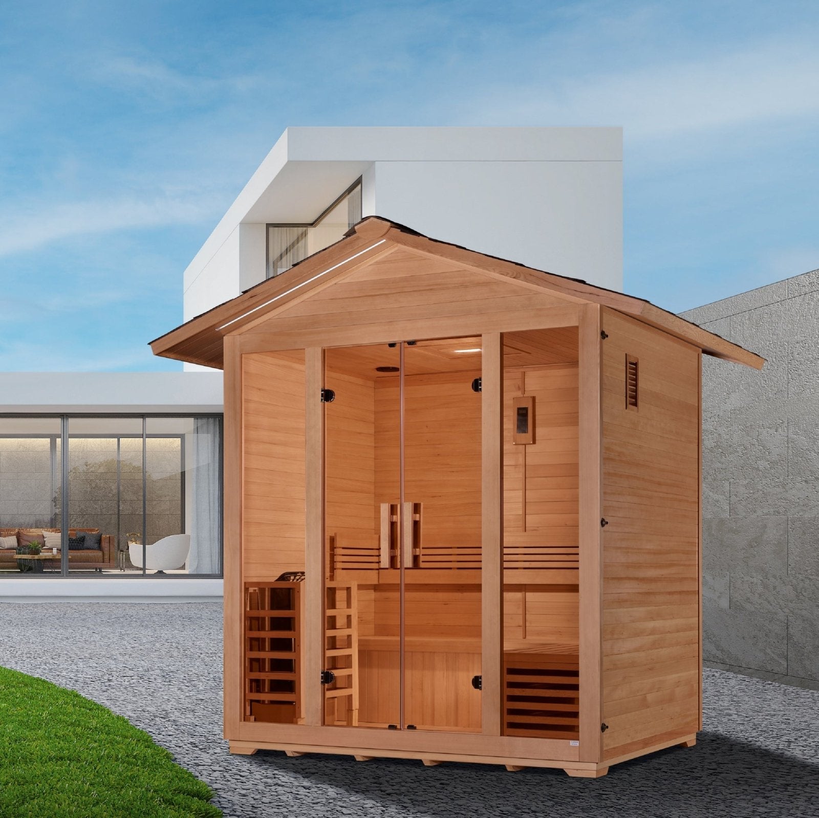 Golden Designs "Vorarlberg" 5-Person Traditional Outdoor Steam Sauna - Canadian Hemlock - GDI-8105-01