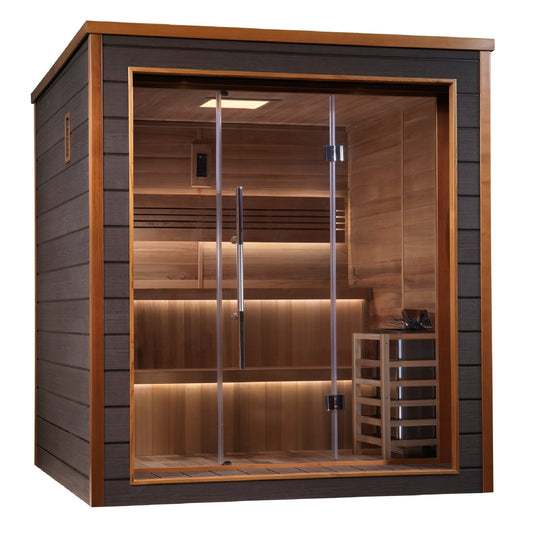 Golden Designs "Bergen" 6-Person Indoor/Outdoor Traditional Steam Sauna (GDI-8206-01) - Red Cedar Interior - GDI-8206-01