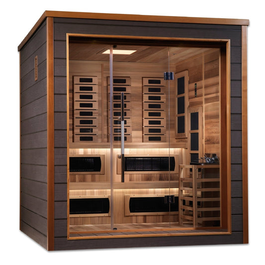 Golden Designs "Karlstad" 6-Person Indoor/Outdoor PureTech™ Full Spectrum Hybrid Sauna (GDI-8226-01) - Canadian Red Cedar Interior || - GDI-8226-01