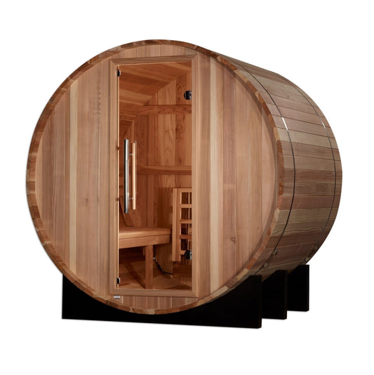 Golden Designs "St. Moritz" 2 Person Barrel Traditional Outdoor Steam Sauna - Pacific Cedar || - GDI-B002-01