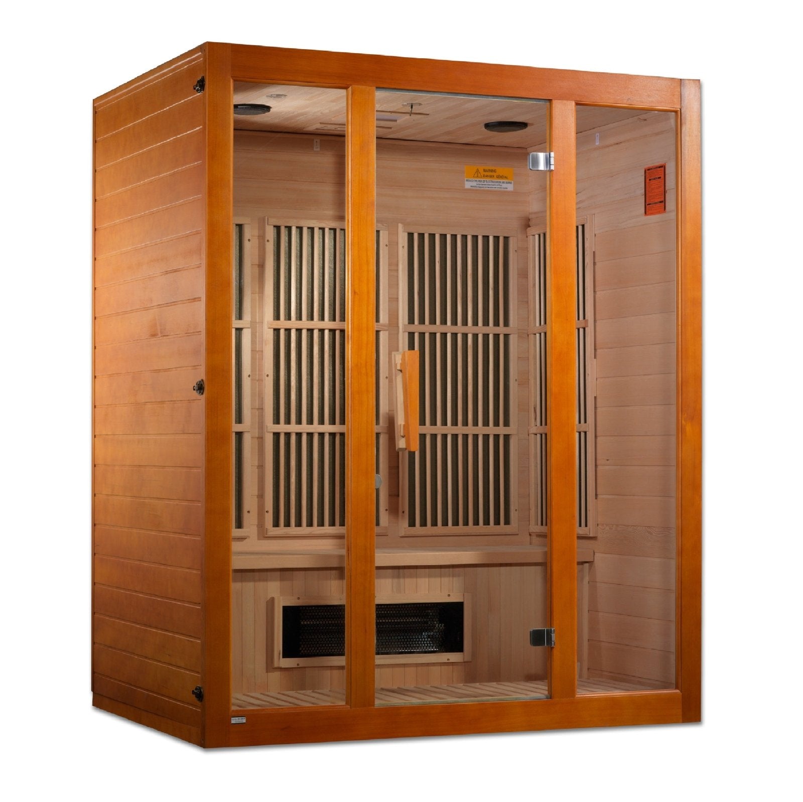 Golden Designs Low EMF 3-Person Maxxus FAR Infrared Sauna Corner Unit with Hemlock Wood | Model: MX-J306-02S - MX-J306-02S