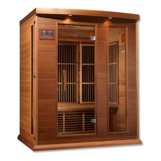 Golden Design Low EMF 3-Person Maxxus FAR Infrared Sauna with Red Cedar Wood | Model: MX-K306-01 CED - MX-K306-01 CED