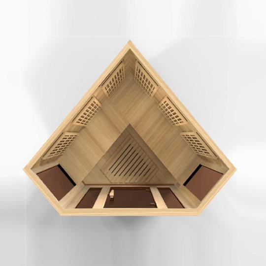 Golden Design Low EMF 3-Person Maxxus FAR Infrared Sauna Corner Unit with Hemlock Wood | Model: MX-K356-01 - MX-K356-01