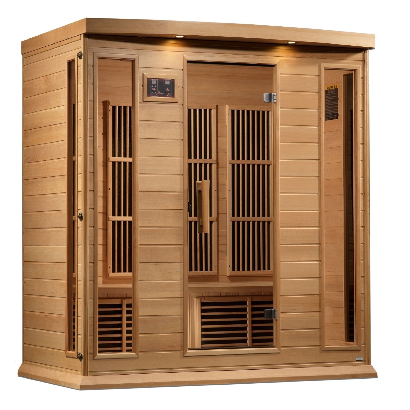 Golden Designs Near Zero EMF 4-Person Maxxus FAR Infrared Sauna Corner Unit  with Hemlock Wood | Model: MX-K406-01-ZF