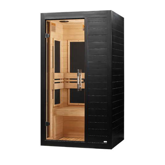 ***New 2026 Model*** Dynamic "Veneto" Black Finish 1-2 Person Low EMF FAR IR Sauna (DYN-6115-06)