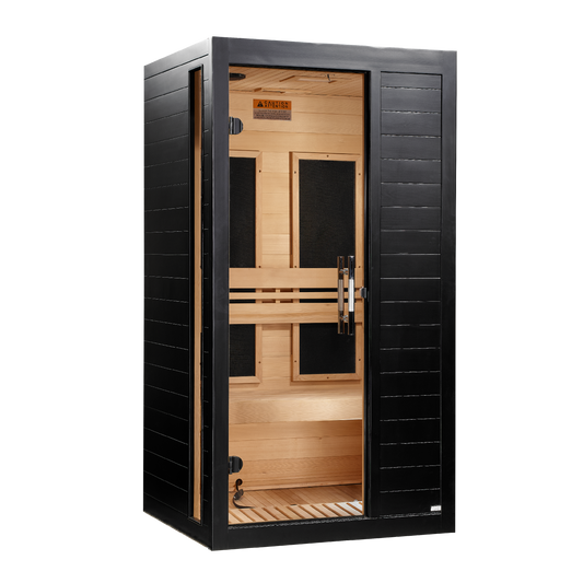 ***New 2026 Model*** Dynamic "Veneto" Black Finish 1-2 Person Low EMF FAR IR Sauna (DYN-6115-06)