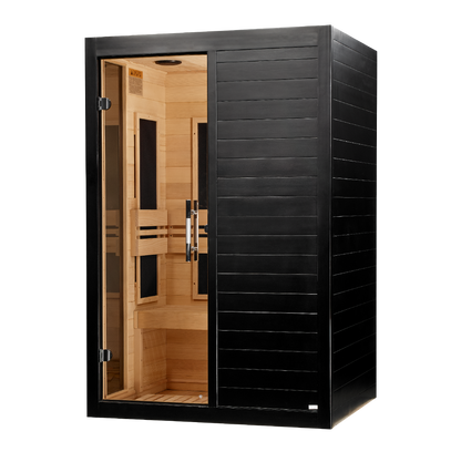 ***New 2026 Model*** Dynamic "Lucca" Black Finish 2 Person Low EMF FAR IR Sauna (DYN-6215-06)