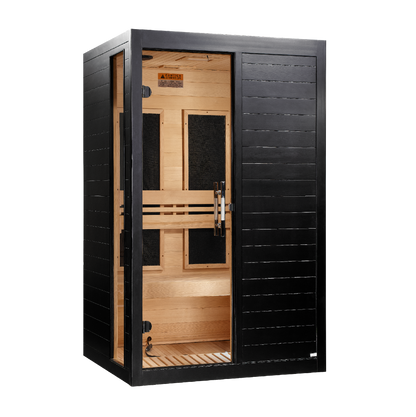 ***New 2026 Model*** Dynamic "Lucca" Black Finish 2 Person Low EMF FAR IR Sauna (DYN-6215-06)