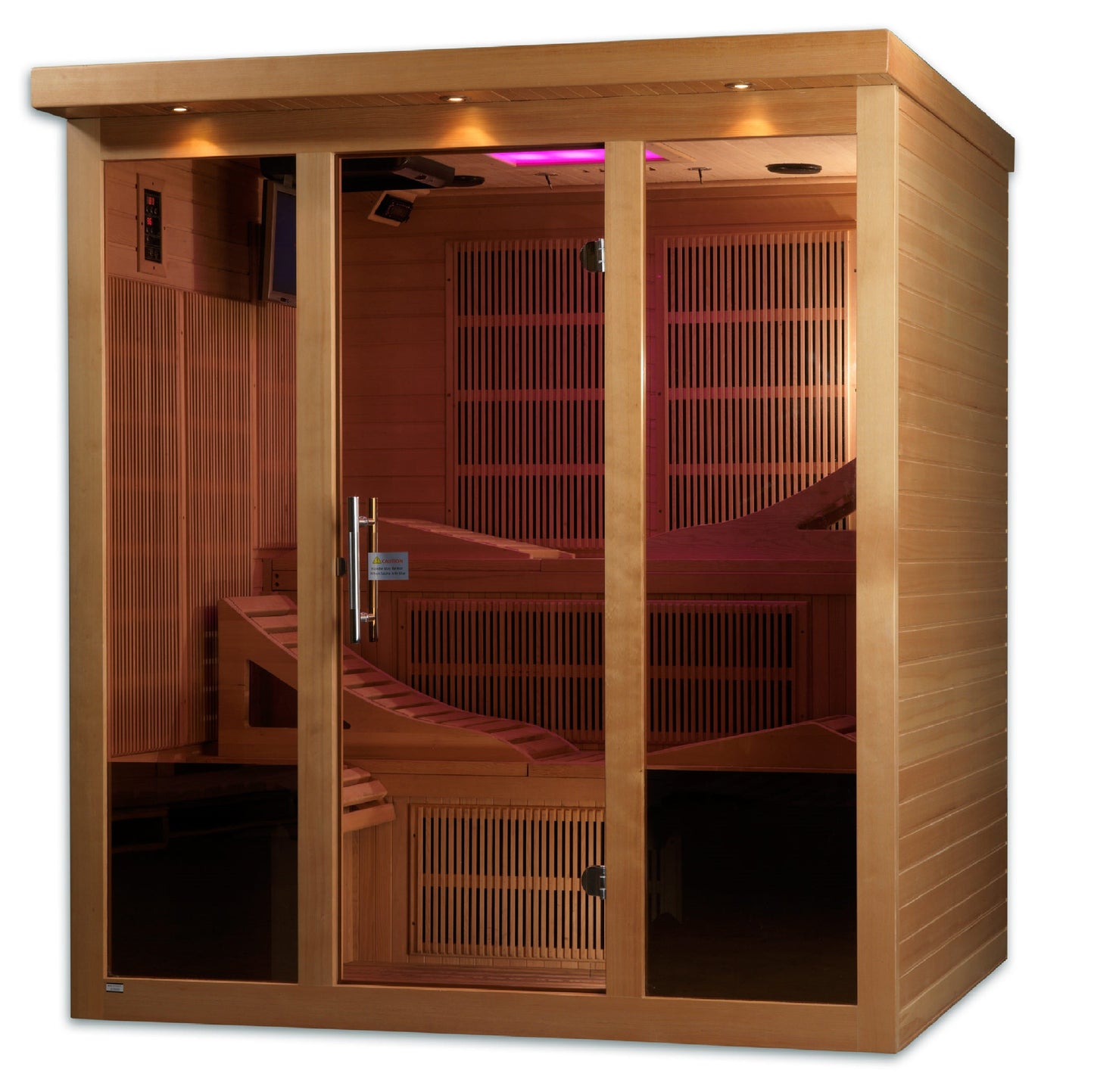 Golden Design Ultra Low EMF 6-Person Dynamic "Monaco" Infrared Sauna w/ 15” LCD Screen & Hemlock Wood | Model: DYN-6996-01