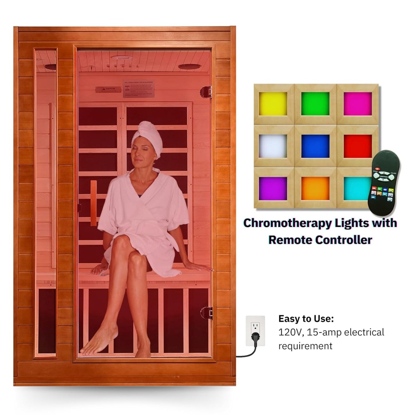 Golden Designs Low EMF 2 - Person Dynamic "Cordoba" FAR Infrared Sauna with Hemlock Wood | Model: DYN - 6203 - 01 || - DYN - 6203 - 01