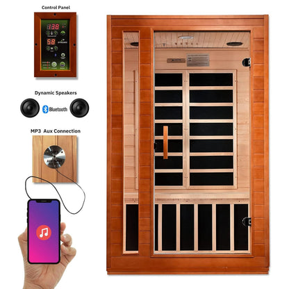 Golden Designs Low EMF 2 - Person Dynamic "Cordoba" FAR Infrared Sauna with Hemlock Wood | Model: DYN - 6203 - 01 || - DYN - 6203 - 01