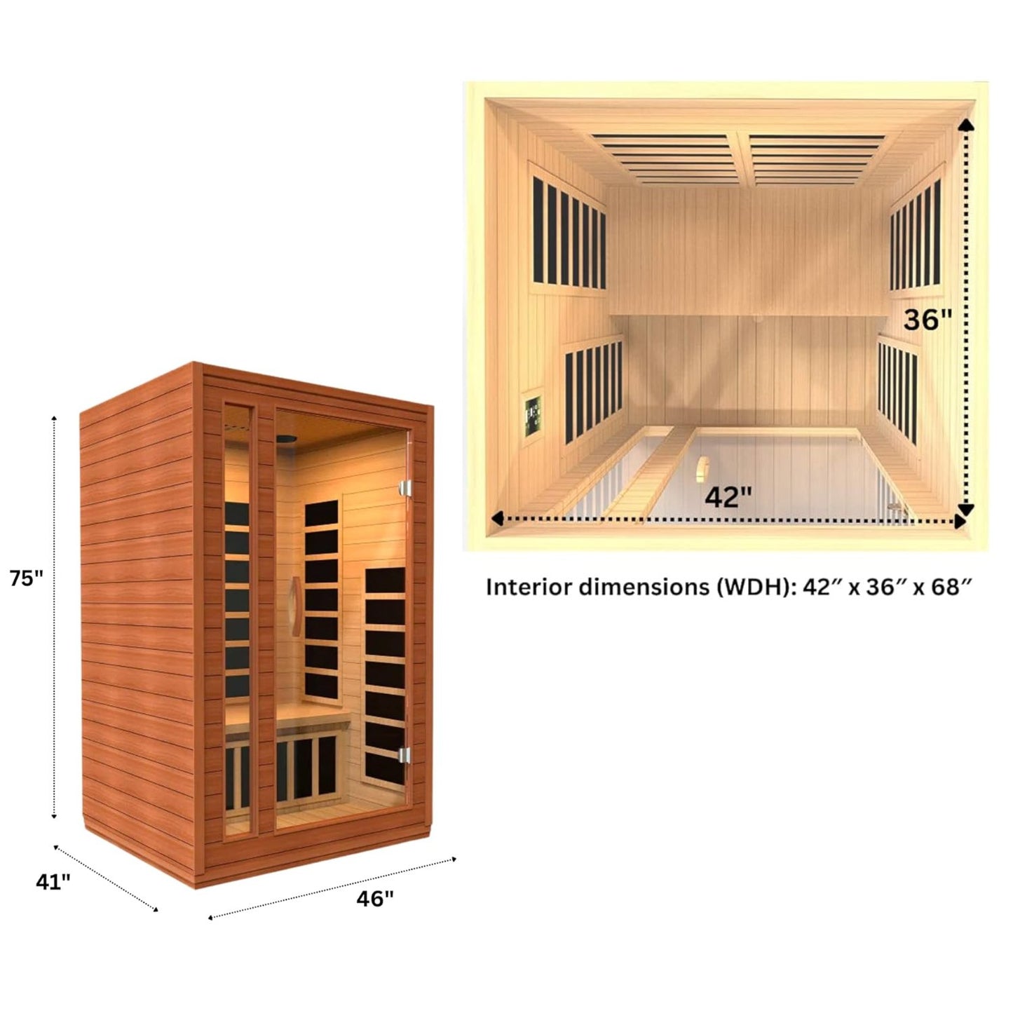 Golden Designs Low EMF 2 - Person Dynamic "Cordoba" FAR Infrared Sauna with Hemlock Wood | Model: DYN - 6203 - 01 || - DYN - 6203 - 01