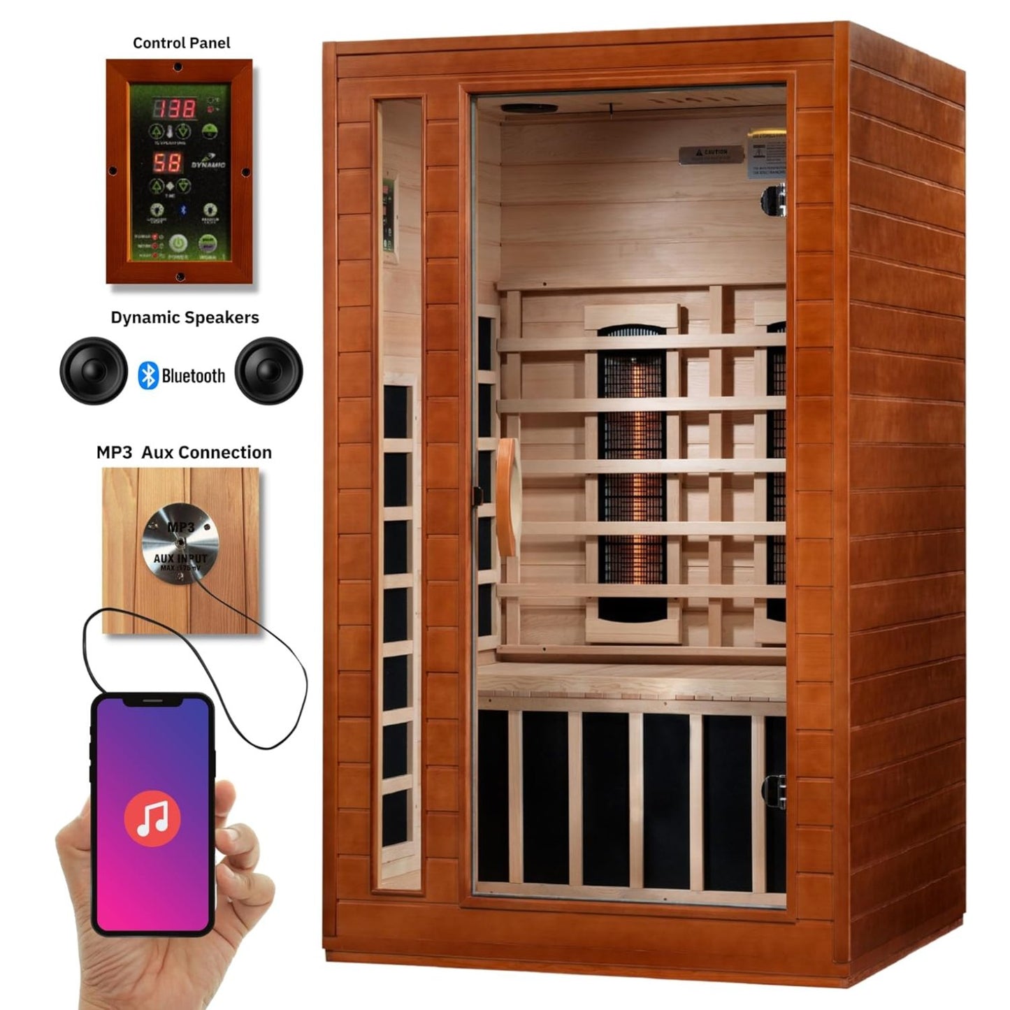 Golden Designs Near Zero EMF 2 - Person Dynamic Full Spectrum "Cardoba" FAR Infrared Sauna with Hemlock Wood | Model: DYN - 6203 - 02 FS - DYN - 6203 - 02 FS