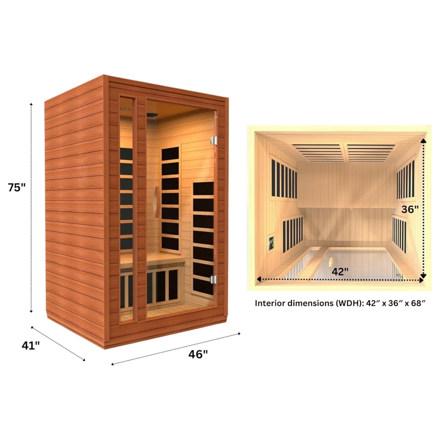 Golden Designs Near Zero EMF 2 - Person Dynamic Full Spectrum "Cardoba" FAR Infrared Sauna with Hemlock Wood | Model: DYN - 6203 - 02 FS - DYN - 6203 - 02 FS