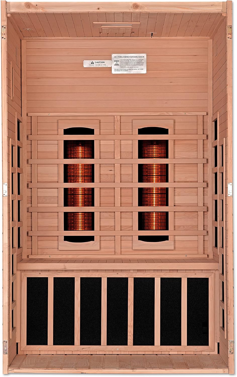 Golden Designs Ultra Low EMF 2 - Person Dynamic "Santiago Elite" FAR Infrared Sauna with Dark Honey Hemlock Wood | Model: DYN - 6209 - 02 Elite - DYN - 6209 - 02 ELITE