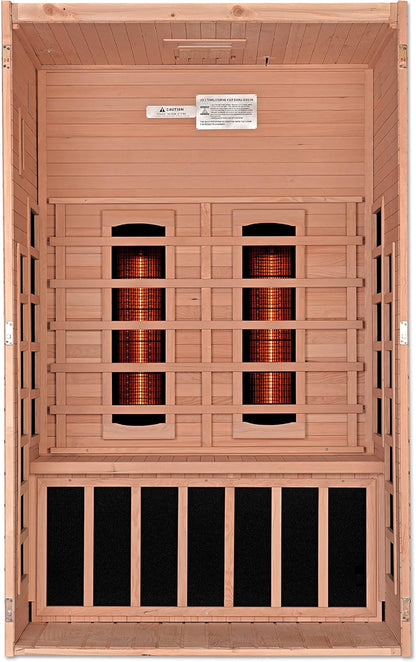 Golden Designs Ultra Low EMF 2 - Person Dynamic "Santiago Elite" FAR Infrared Sauna with Dark Honey Hemlock Wood | Model: DYN - 6209 - 02 Elite - DYN - 6209 - 02 ELITE