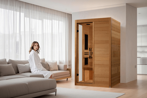 Golden Designs Dynamic "Lucca" 2 - person Low EMF FAR Infrared Sauna w/ Canadian Hemlock | DYN - 6215 - 05 - DYN - 6215 - 05