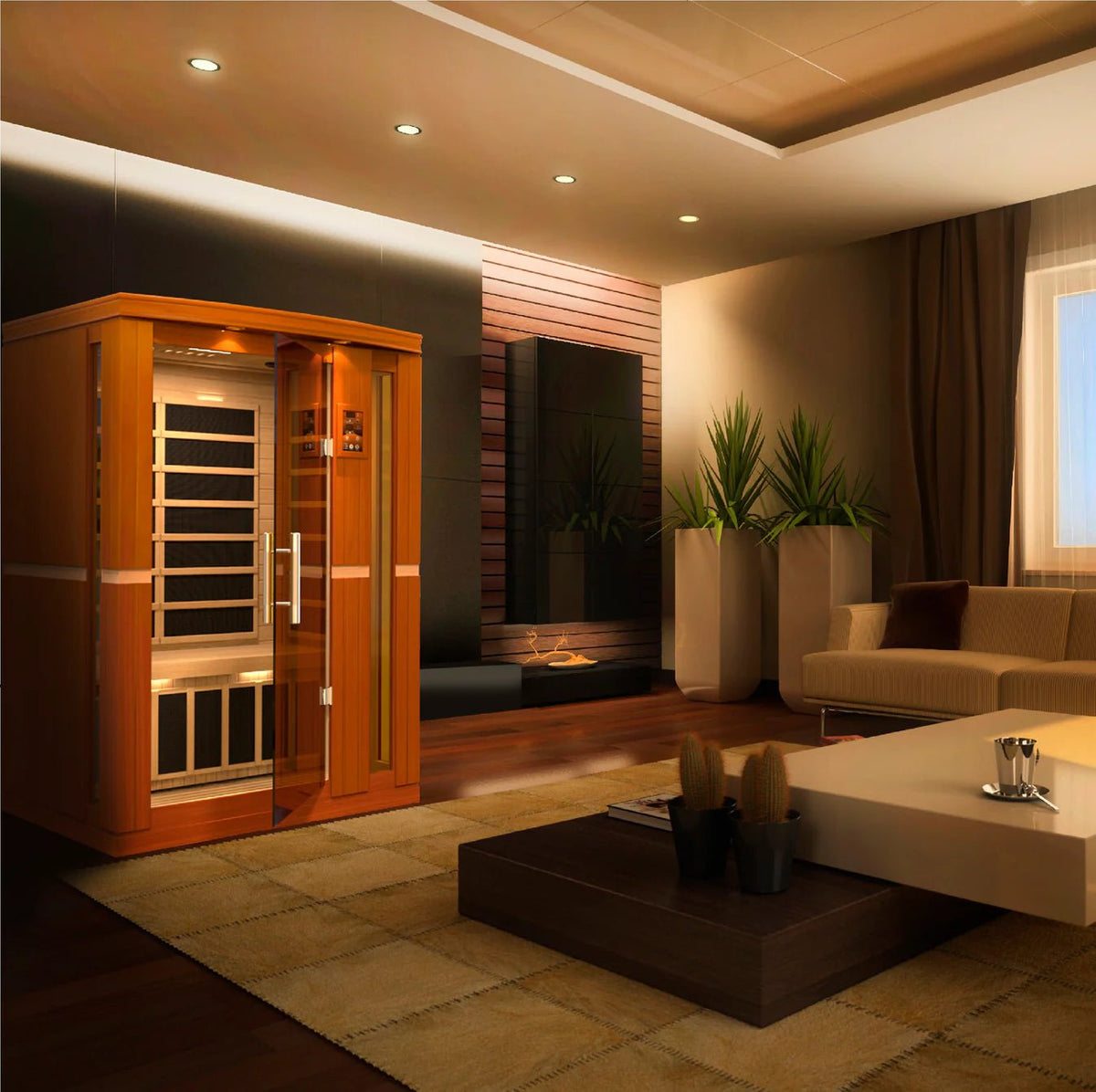 Golden Designs Ultra Low EMF 2-Person Dynamic "Vittoria" FAR Infrared Sauna with Hemlock Wood | Model: DYN-6220-01 Elite - DYN-6220-01-Elite