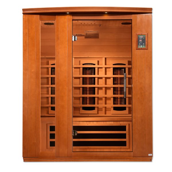 Golden Designs Near Zero EMF 3 - Person Dynamic Full Spectrum "Lugano" FAR Infrared Sauna with Hemlock Wood | Model: DYN - 6336 - 03 FS - DYN - 6336 - 03 FS