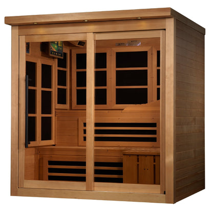 Golden Design Near Zero EMF 6 - Person "Monaco" PureTech™ Infrared Sauna with Hemlock Wood | Model: GDI - 6996 - 02 - GDI - 6996 - 02