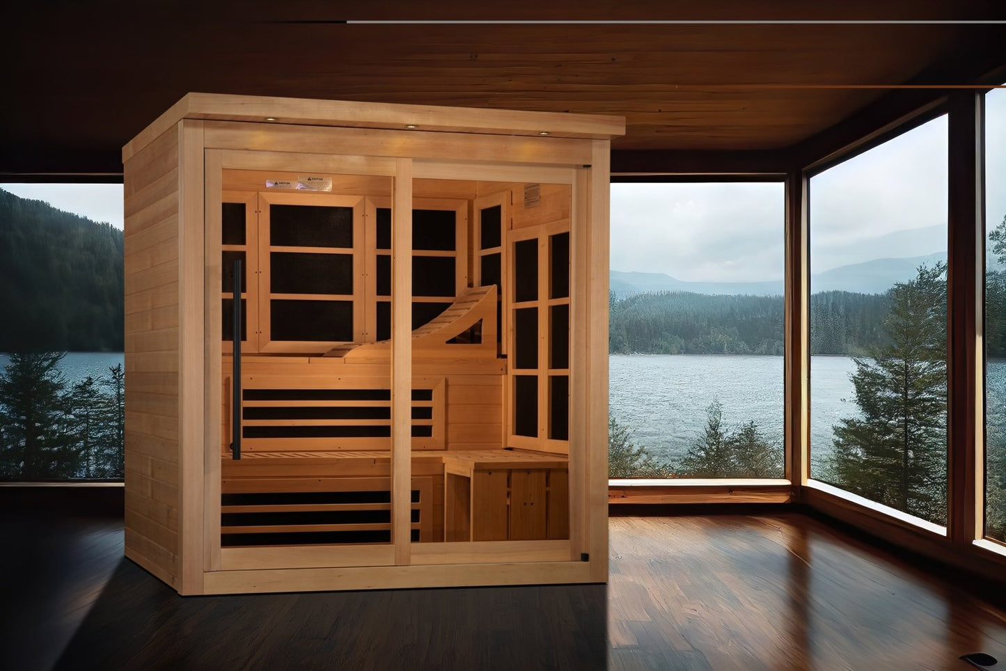 Golden Design Near Zero EMF 6 - Person "Monaco" PureTech™ Infrared Sauna with Hemlock Wood | Model: GDI - 6996 - 02 - GDI - 6996 - 02