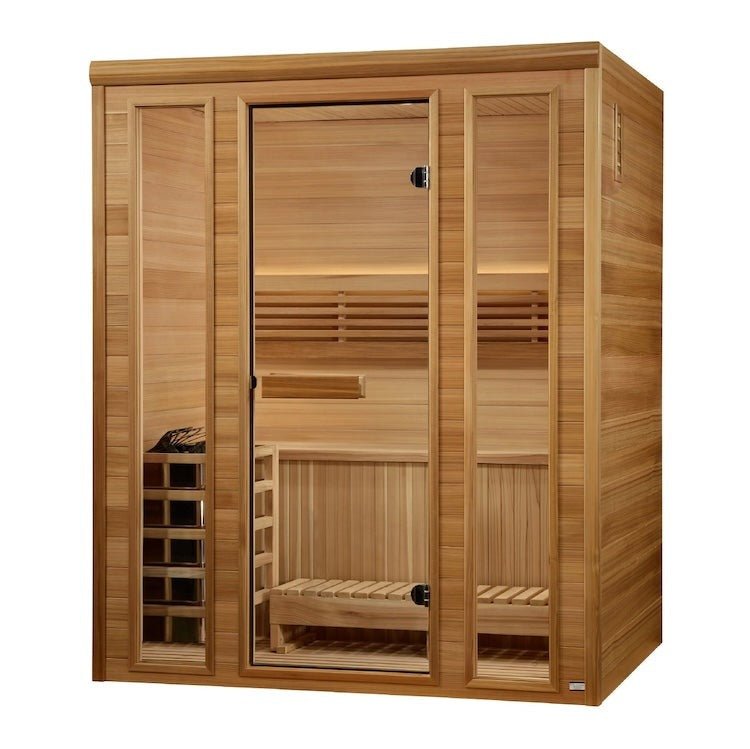 Golden Designs Traditional Steam Sauna 3 - Person w/ Pacific Premium Clear Cedar | "Andermatt Edition" GDI - 7030 - 01 - GDI - 7030 - 01