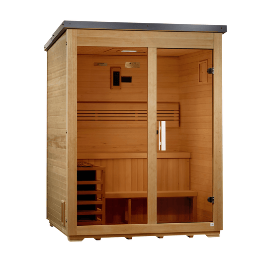 Golden Designs "Arlberg" 3 Person Traditional Outdoor Steam Sauna - Flat Roof GDI-8003-01 - GDI-8003-01-Flat Roof