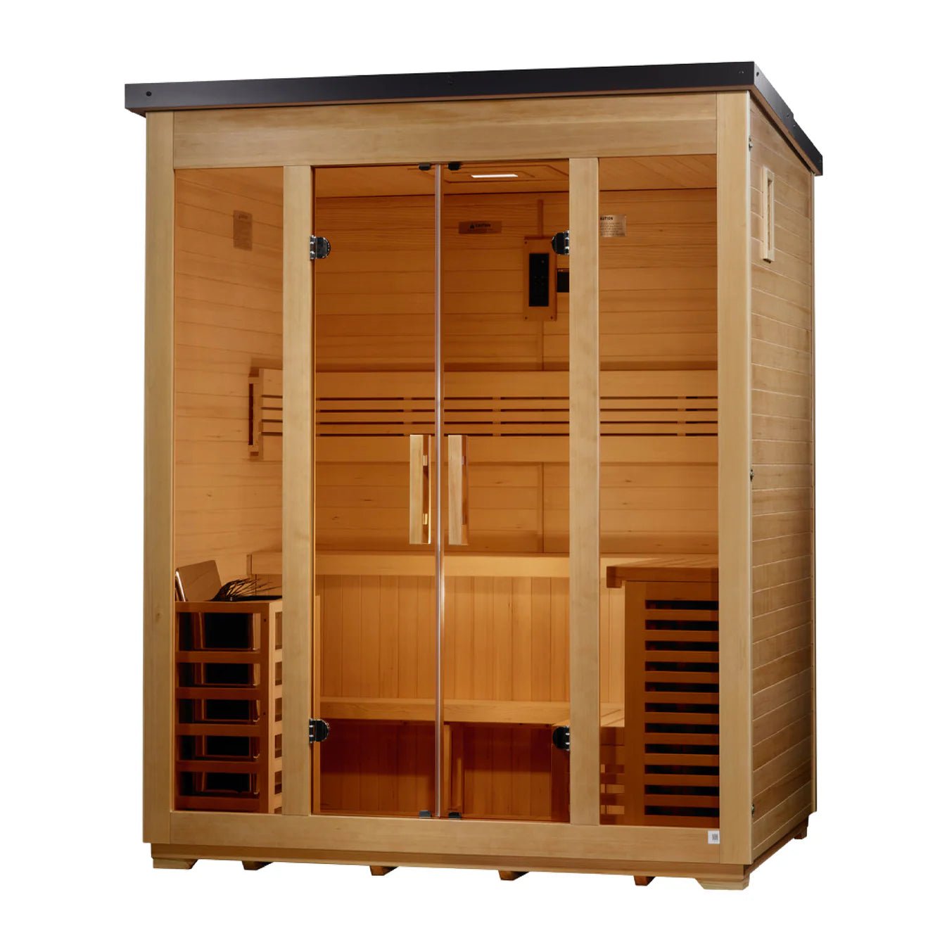 Golden Designs "Vorarlberg" 5 - Person Traditional Outdoor Steam Sauna - Canadian Hemlock - GDI-8005-01-Flat Roof