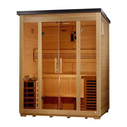 Golden Designs "Vorarlberg" 5 - Person Traditional Outdoor Steam Sauna - Canadian Hemlock - GDI-8005-01-Flat Roof