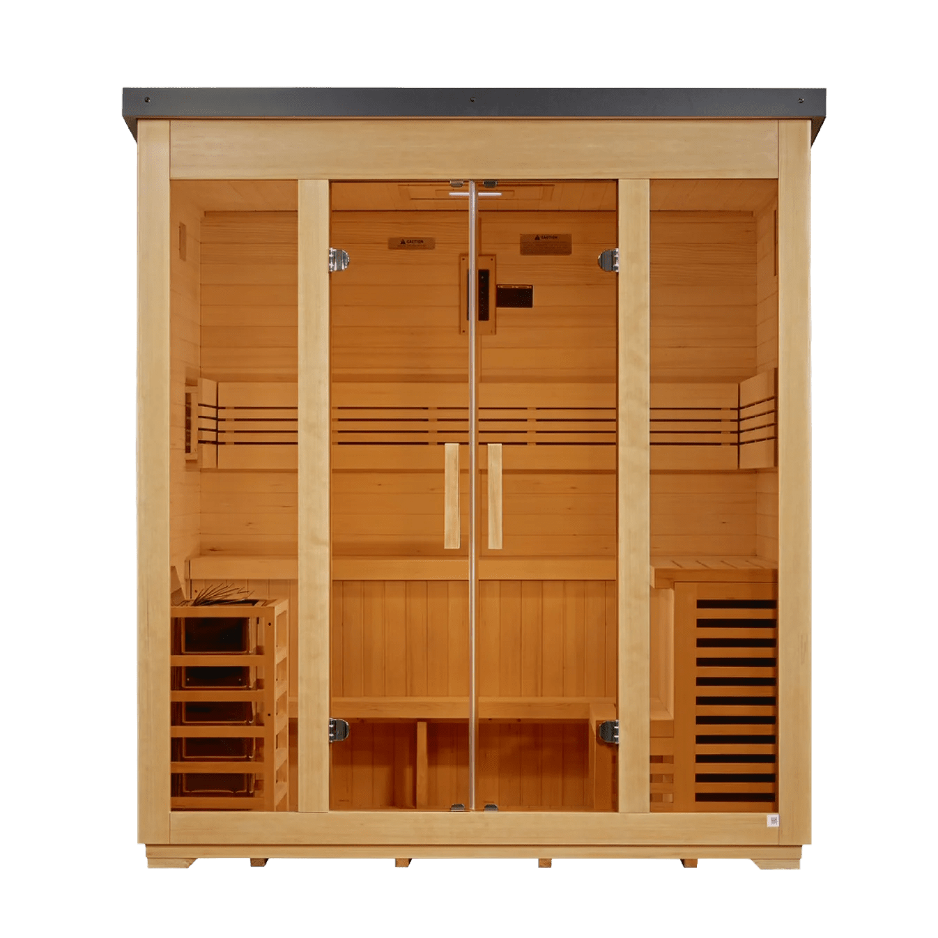 Golden Designs "Vorarlberg" 5 - Person Traditional Outdoor Steam Sauna - Canadian Hemlock - GDI-8005-01-Flat Roof
