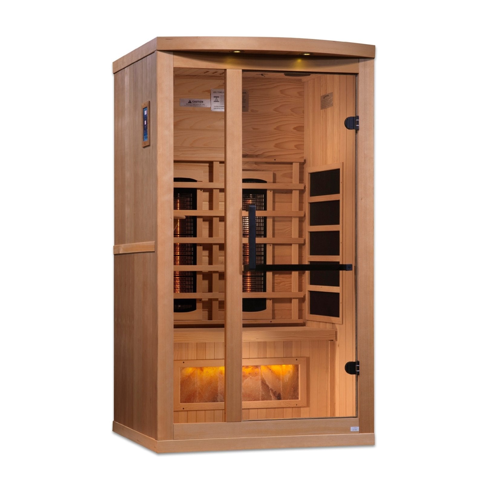 Golden Designs "Reserve Edition" 2 - Person Full Spectrum PureTech™ Near Zero EMF FAR Infrared Sauna with Himalayan Salt Bar w/ Hemlock | GDI - 8010 - 03 - GDI - 8010 - 03