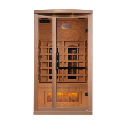 Golden Designs "Reserve Edition" 2 - Person Full Spectrum PureTech™ Near Zero EMF FAR Infrared Sauna with Himalayan Salt Bar w/ Hemlock | GDI - 8010 - 03 - GDI - 8010 - 03