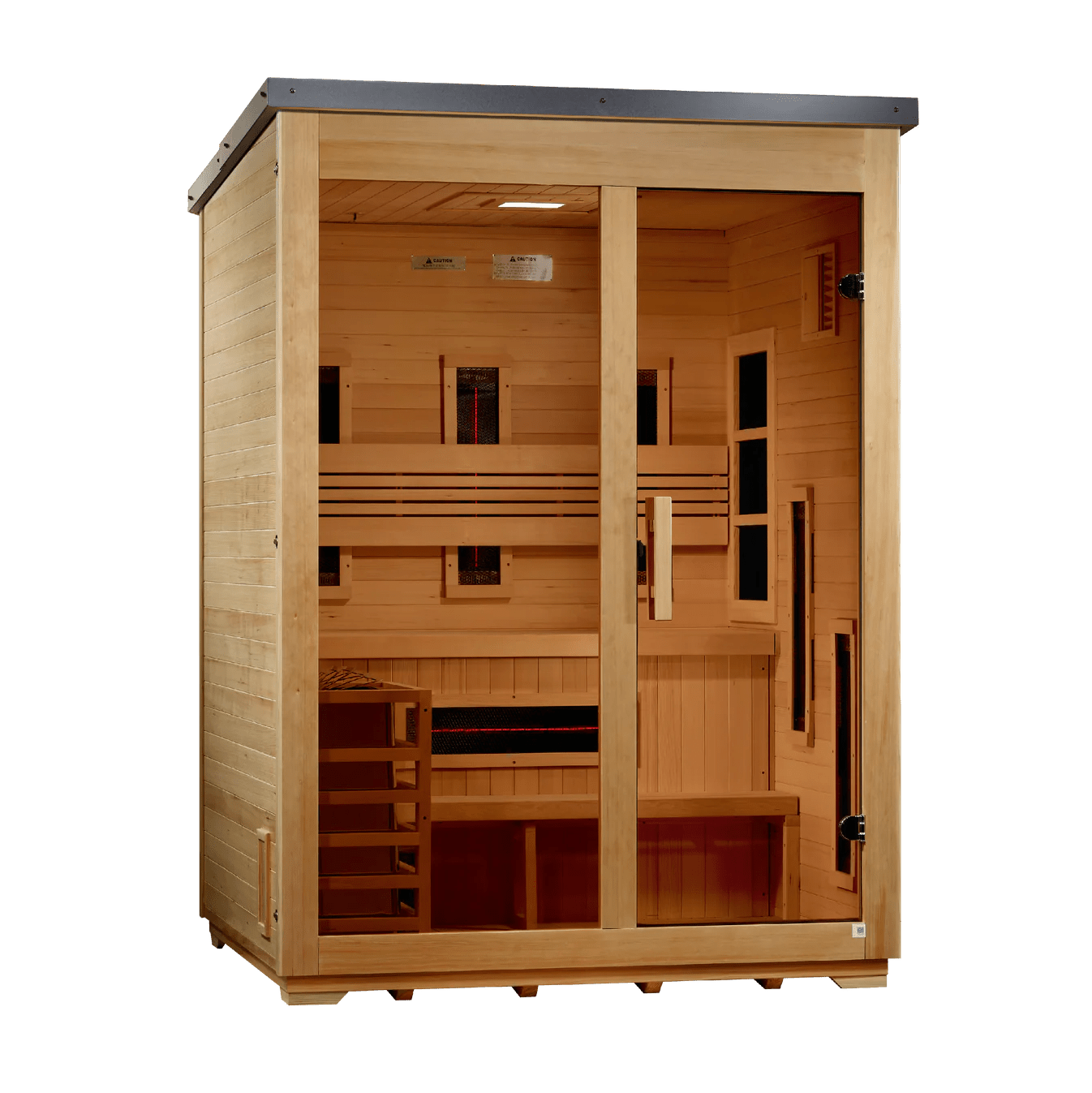 Golden Designs "Carinthia" 3 - Person Full Spectrum Hybrid Outdoor Steam Sauna - Canadian Hemlock GDI - 8123 - 01 - GDI-8023-01-Flat roof