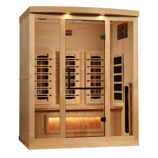 Golden Designs 2025 Reserve Edition GDI - 8030 - 03 3 - Person Full Spectrum PureTech Near Zero EMF FAR Infrared Sauna with Himalayan Salt Bar - GDI - 8030 - 03