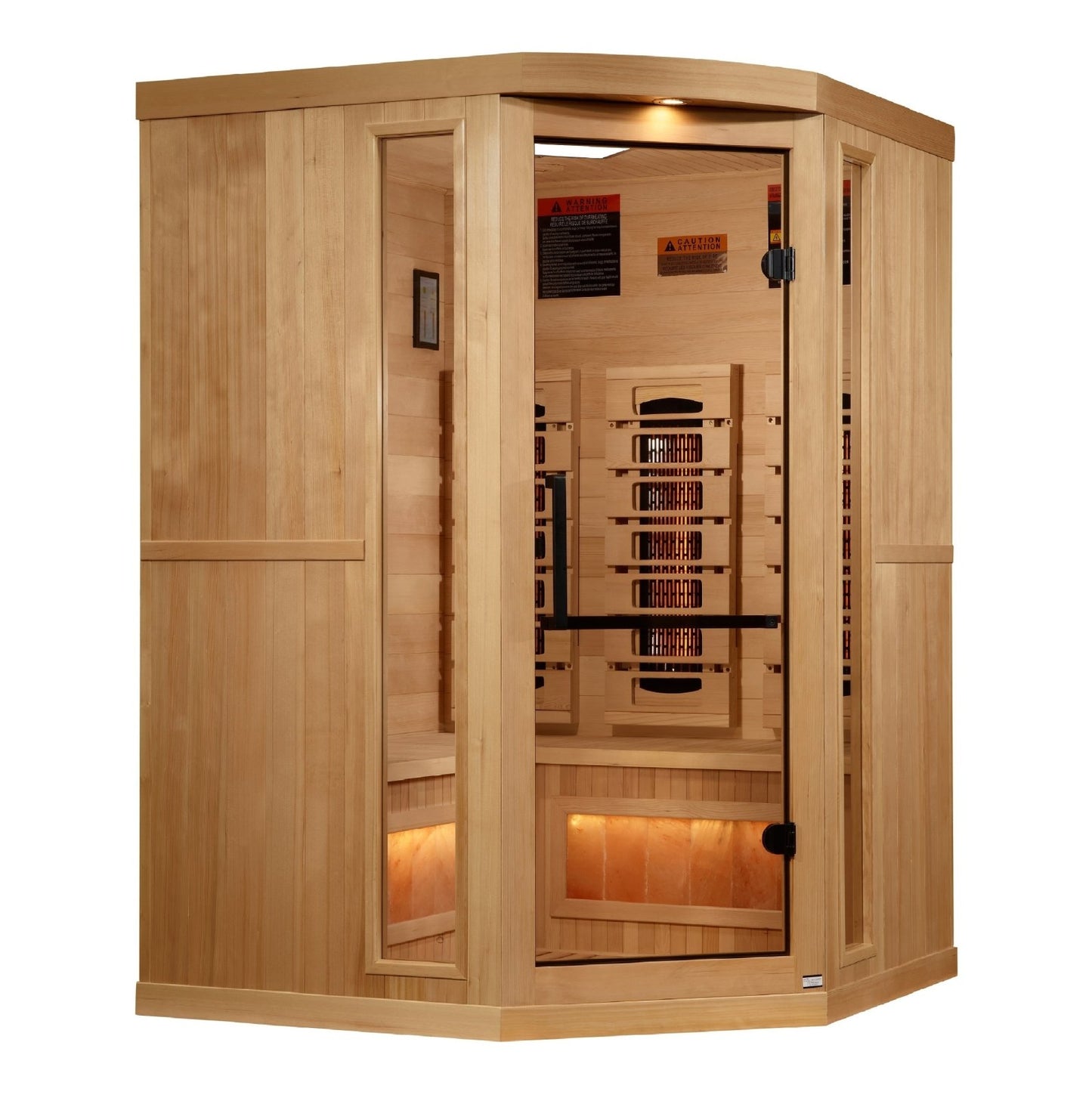 Golden Designs Near Zero EMF 3 - Person Full Spectrum PureTech™ FAR Infrared Sauna Corner Unit with Himalayan Salt Bar | Model: GDI - 8035 - 03 - GDI - 8035 - 03