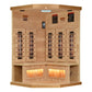 Golden Designs Near Zero EMF 3 - Person Full Spectrum PureTech™ FAR Infrared Sauna Corner Unit with Himalayan Salt Bar | Model: GDI - 8035 - 03 - GDI - 8035 - 03