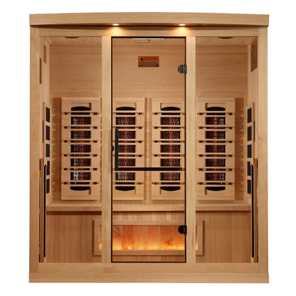 Golden Designs Near Zero EMF 4 - Person Full Spectrum PureTech™ Infrared Sauna with Himalayan Salt Bar | Model: GDI - 8040 - 03 - GDI - 8040 - 03