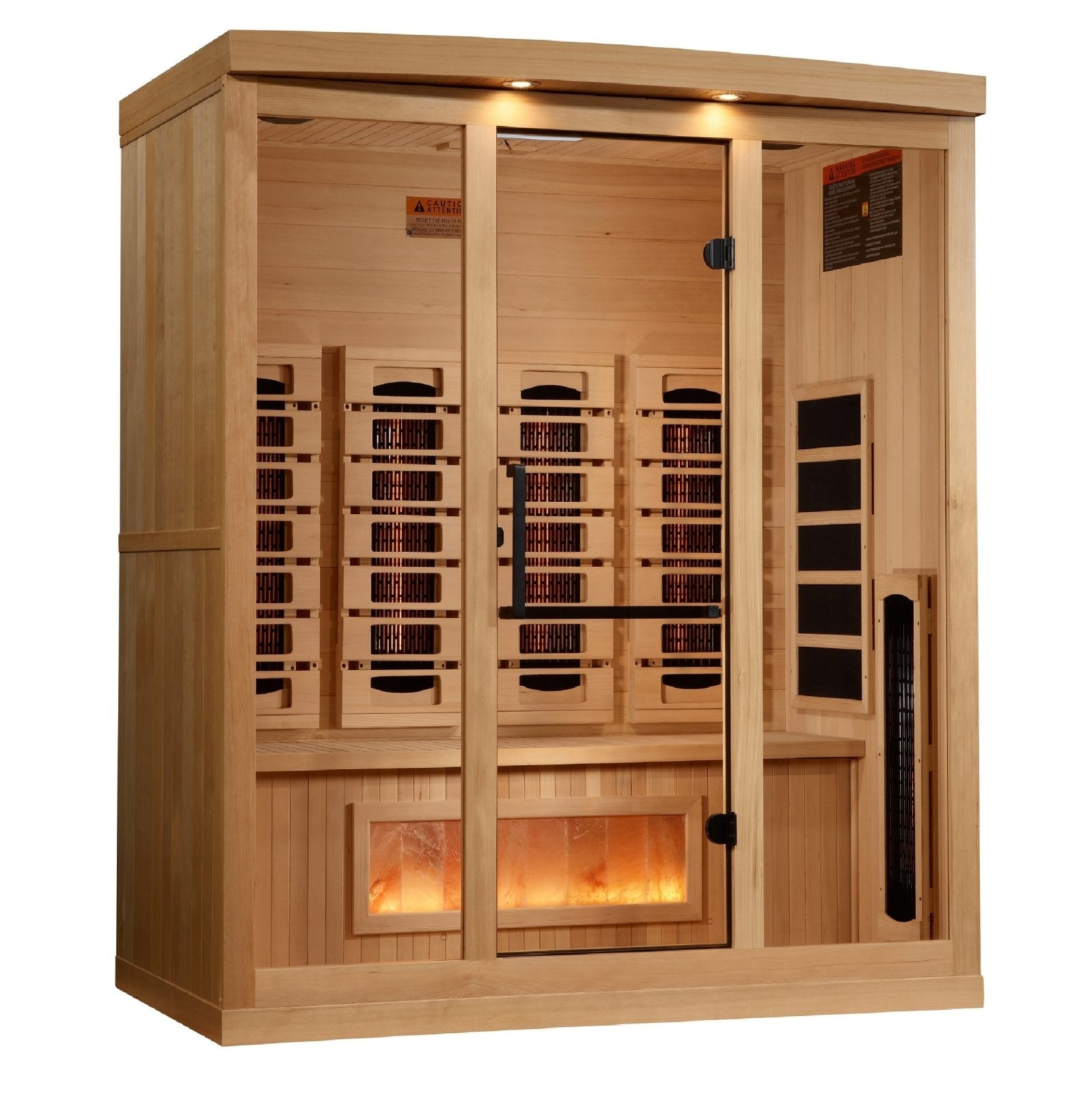 Golden Designs Near Zero EMF 4 - Person Full Spectrum PureTech™ Infrared Sauna with Himalayan Salt Bar | Model: GDI - 8040 - 03 - GDI - 8040 - 03