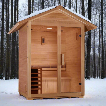 Golden Designs Outdoor Traditional Steam Sauna 3 - Person w/ Canadian Hemlock | "Arlberg" GDI - 8103 - 01 - GDI - 8103 - 01