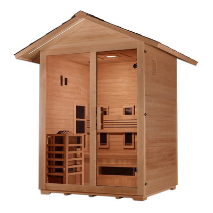 Golden Designs "Carinthia" 3-Person Full Spectrum Hybrid Outdoor Steam Sauna - Canadian Hemlock GDI-8123-01 - GDI-8123-01