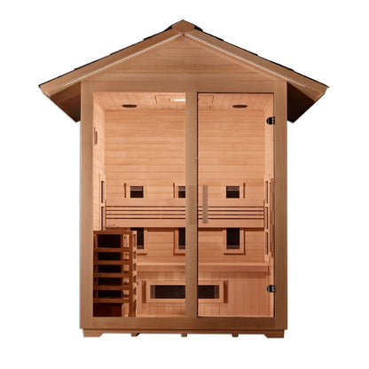 Golden Designs "Carinthia" 3-Person Full Spectrum Hybrid Outdoor Steam Sauna - Canadian Hemlock GDI-8123-01 - GDI-8123-01