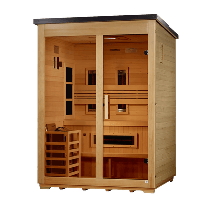 Golden Designs "Carinthia" 3 - Person Full Spectrum Hybrid Outdoor Steam Sauna - Canadian Hemlock GDI - 8123 - 01 - GDI-8123-01